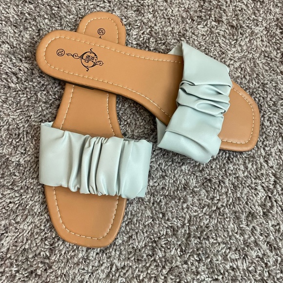 Never Worn: Light Blue Ruffled Sandal - Picture 2 of 4